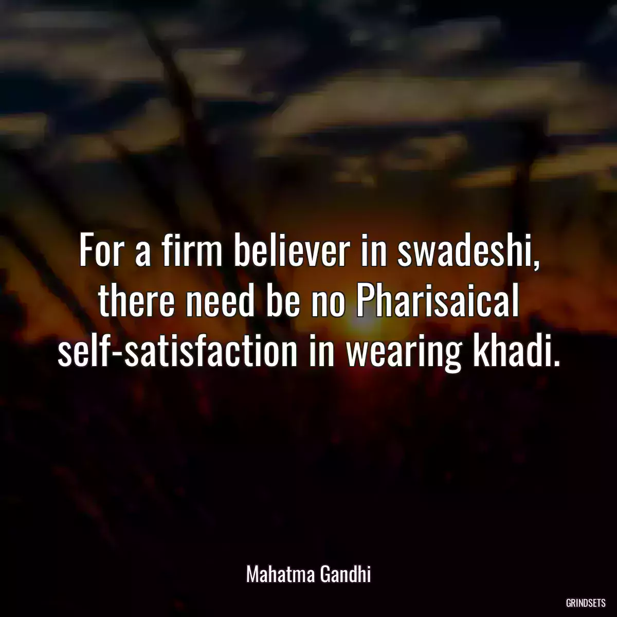 For a firm believer in swadeshi, there need be no Pharisaical self-satisfaction in wearing khadi.