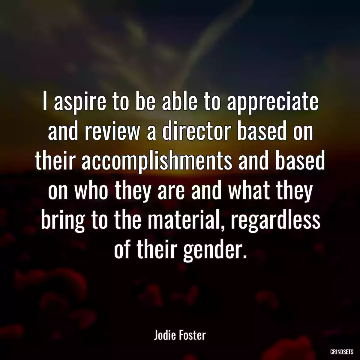 I aspire to be able to appreciate and review a director based on their accomplishments and based on who they are and what they bring to the material, regardless of their gender.