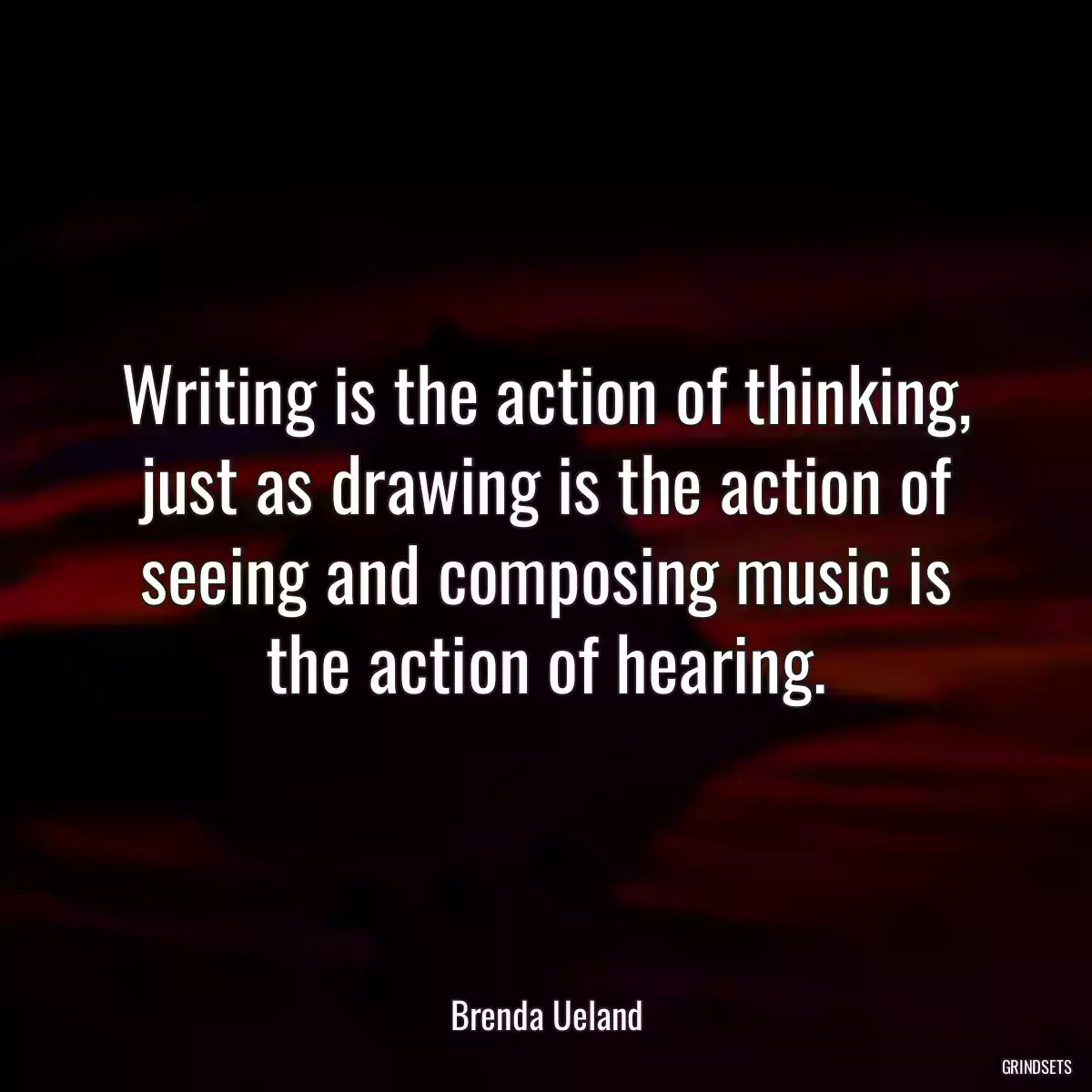 Writing is the action of thinking, just as drawing is the action of seeing and composing music is the action of hearing.