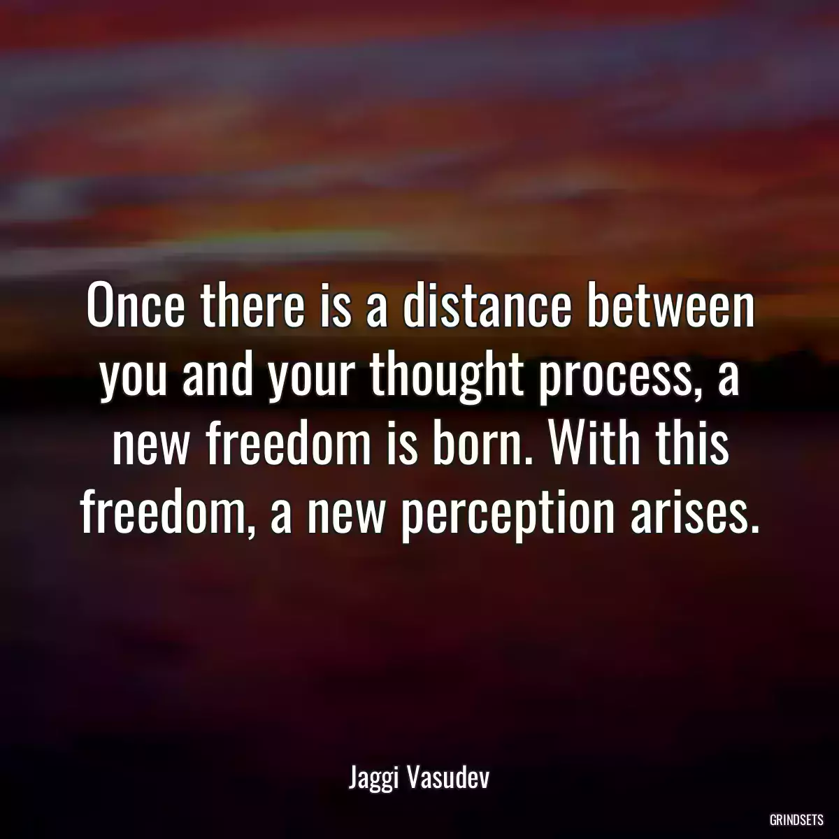 Once there is a distance between you and your thought process, a new freedom is born. With this freedom, a new perception arises.