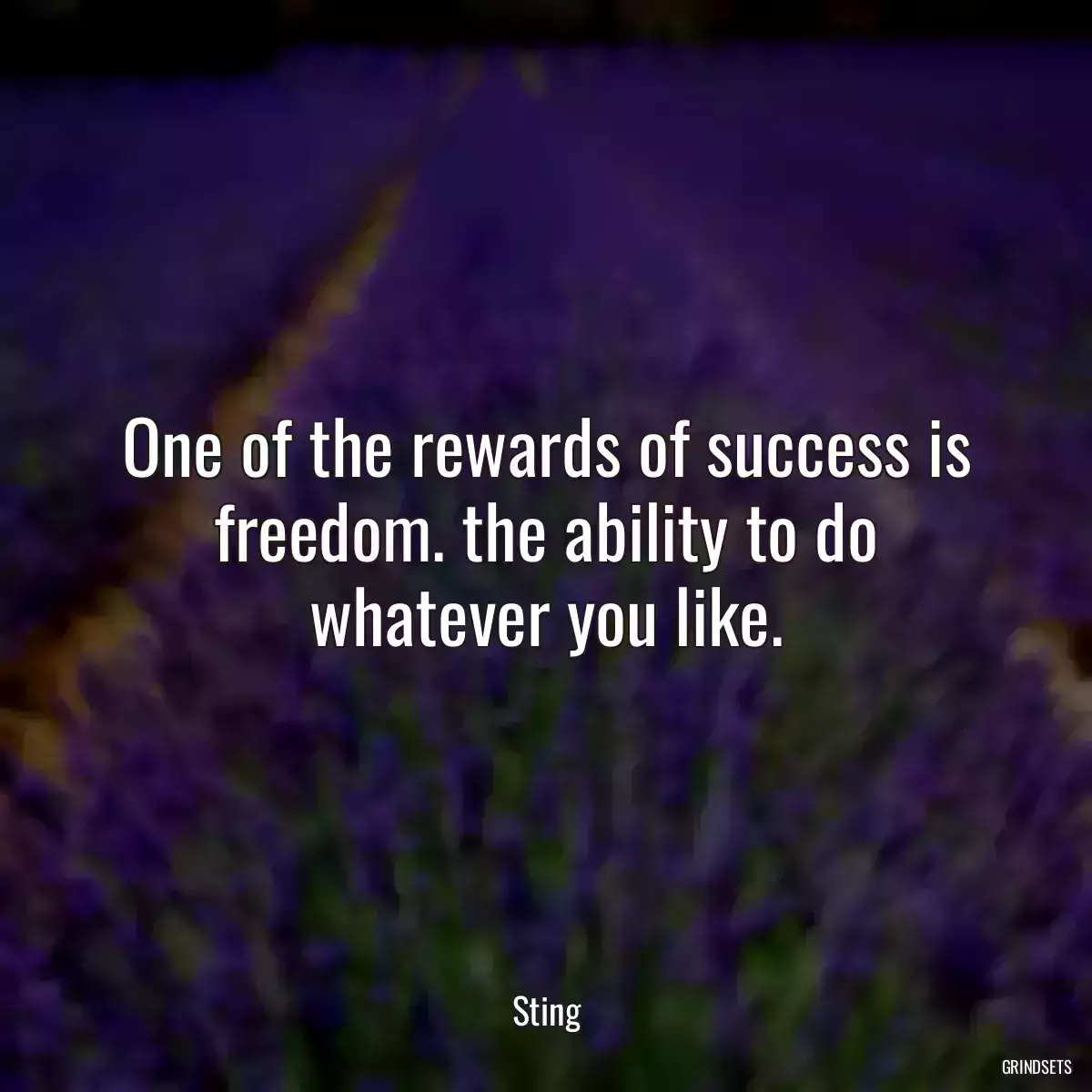 One of the rewards of success is freedom. the ability to do whatever you like.