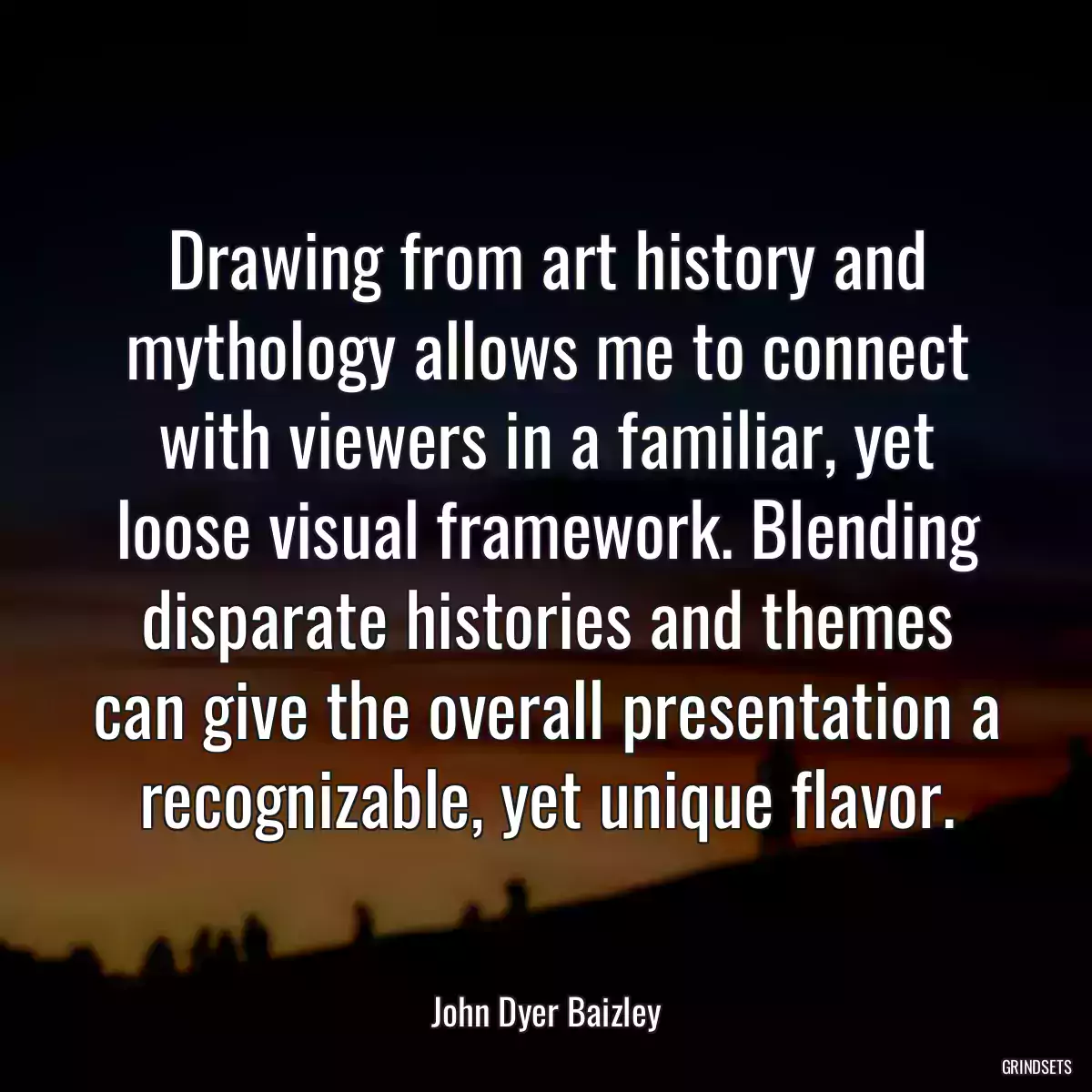 Drawing from art history and mythology allows me to connect with viewers in a familiar, yet loose visual framework. Blending disparate histories and themes can give the overall presentation a recognizable, yet unique flavor.