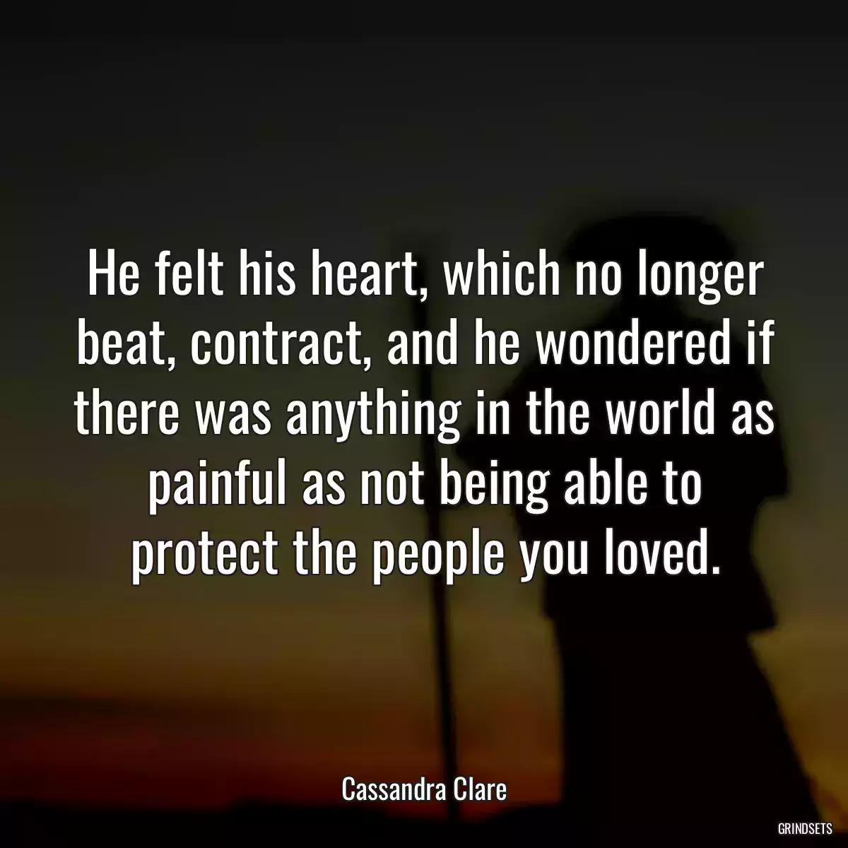 He felt his heart, which no longer beat, contract, and he wondered if there was anything in the world as painful as not being able to protect the people you loved.