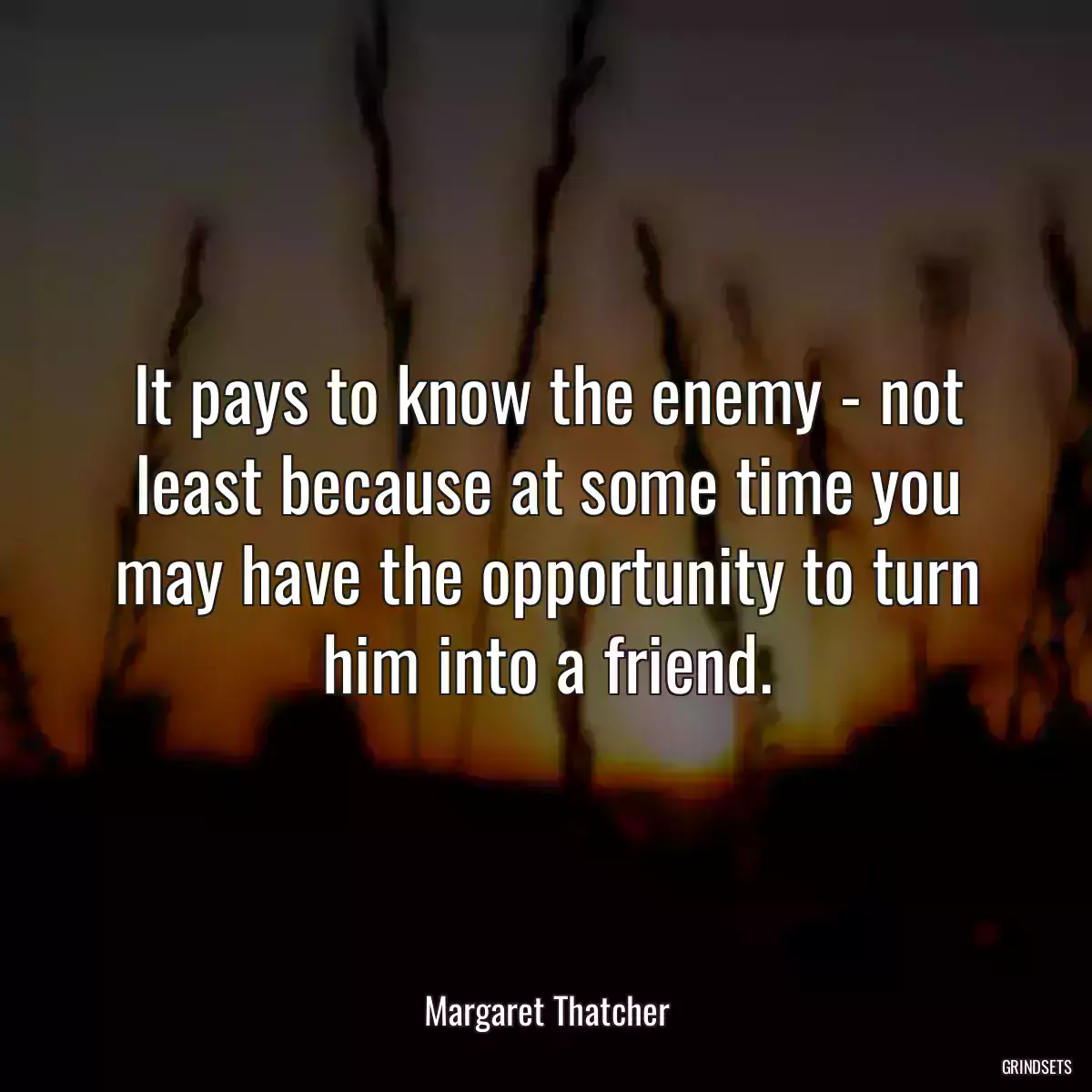 It pays to know the enemy - not least because at some time you may have the opportunity to turn him into a friend.