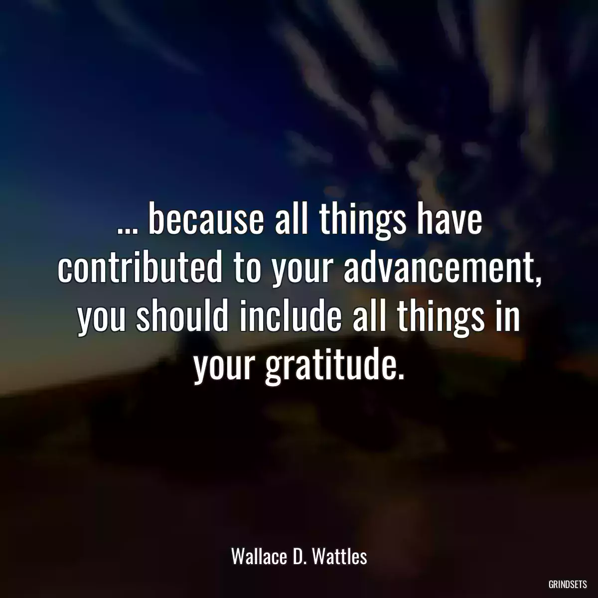 ... because all things have contributed to your advancement, you should include all things in your gratitude.