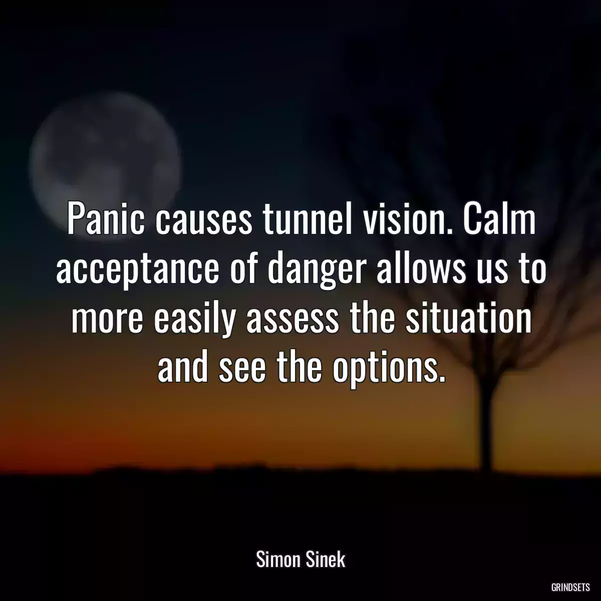 Panic causes tunnel vision. Calm acceptance of danger allows us to more easily assess the situation and see the options.