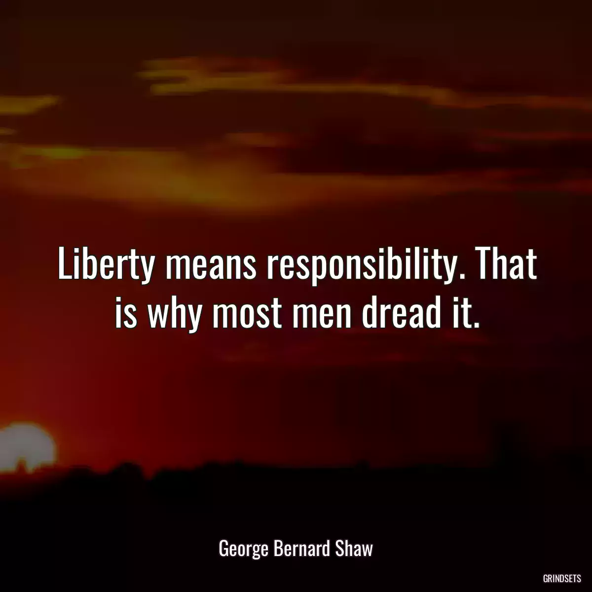 Liberty means responsibility. That is why most men dread it.