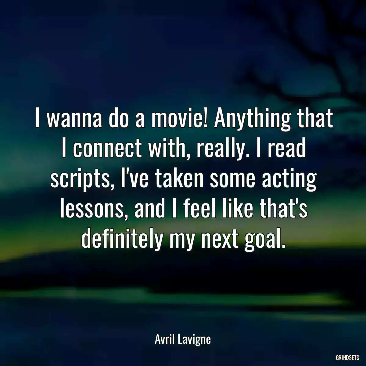 I wanna do a movie! Anything that I connect with, really. I read scripts, I\'ve taken some acting lessons, and I feel like that\'s definitely my next goal.