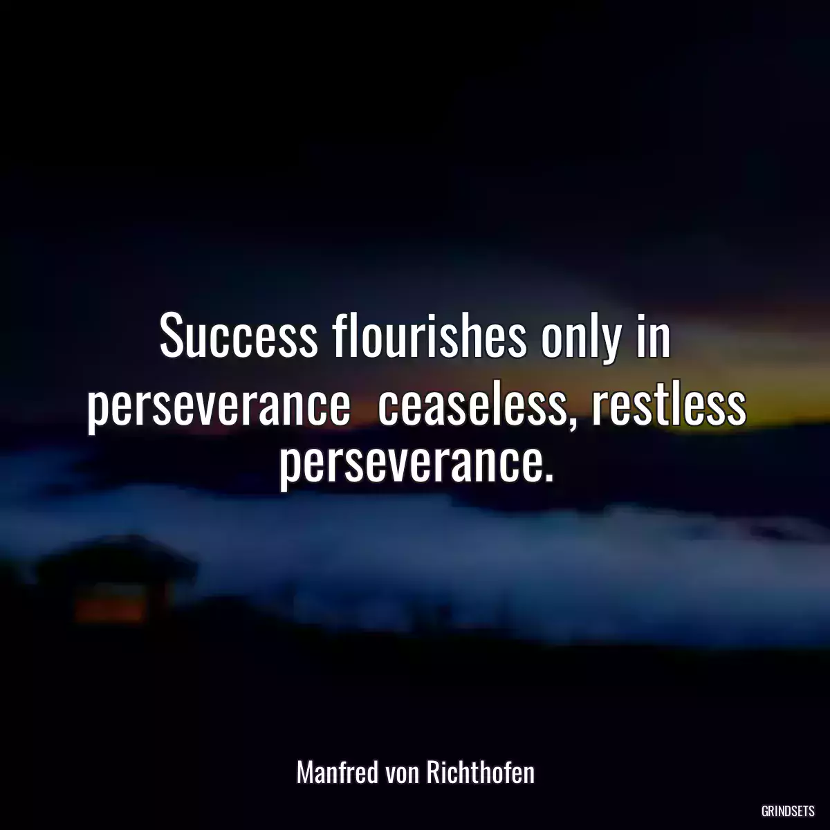 Success flourishes only in perseverance  ceaseless, restless perseverance.