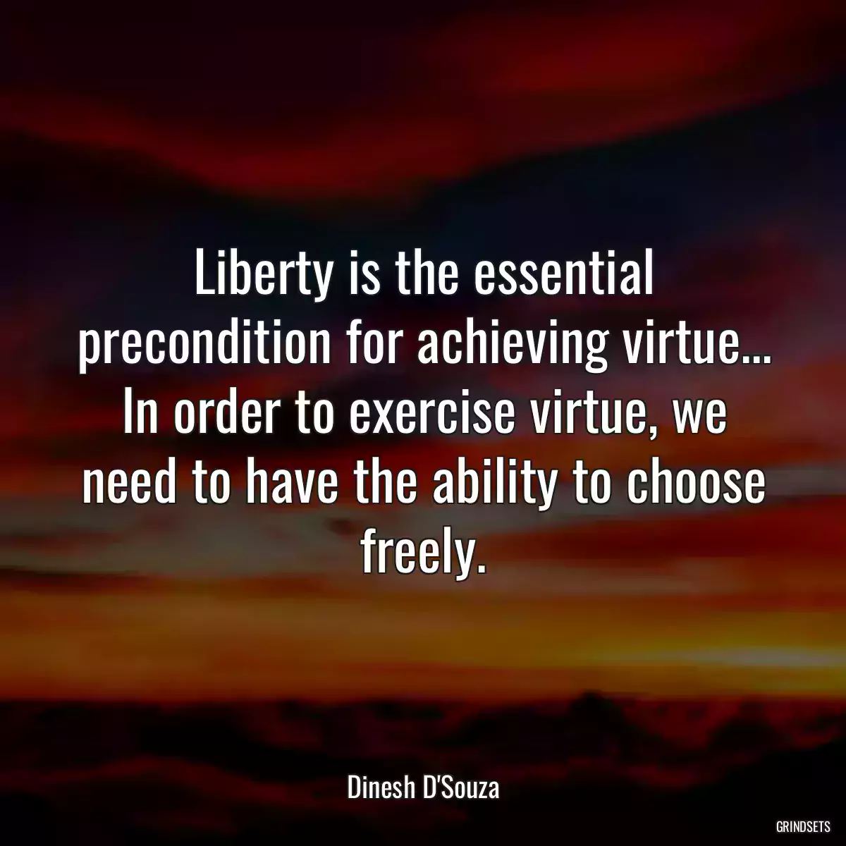 Liberty is the essential precondition for achieving virtue... In order to exercise virtue, we need to have the ability to choose freely.