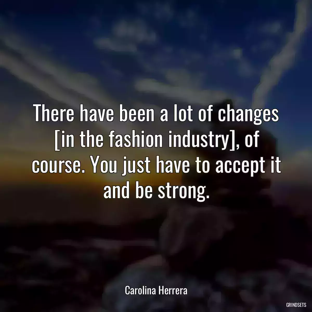 There have been a lot of changes [in the fashion industry], of course. You just have to accept it and be strong.