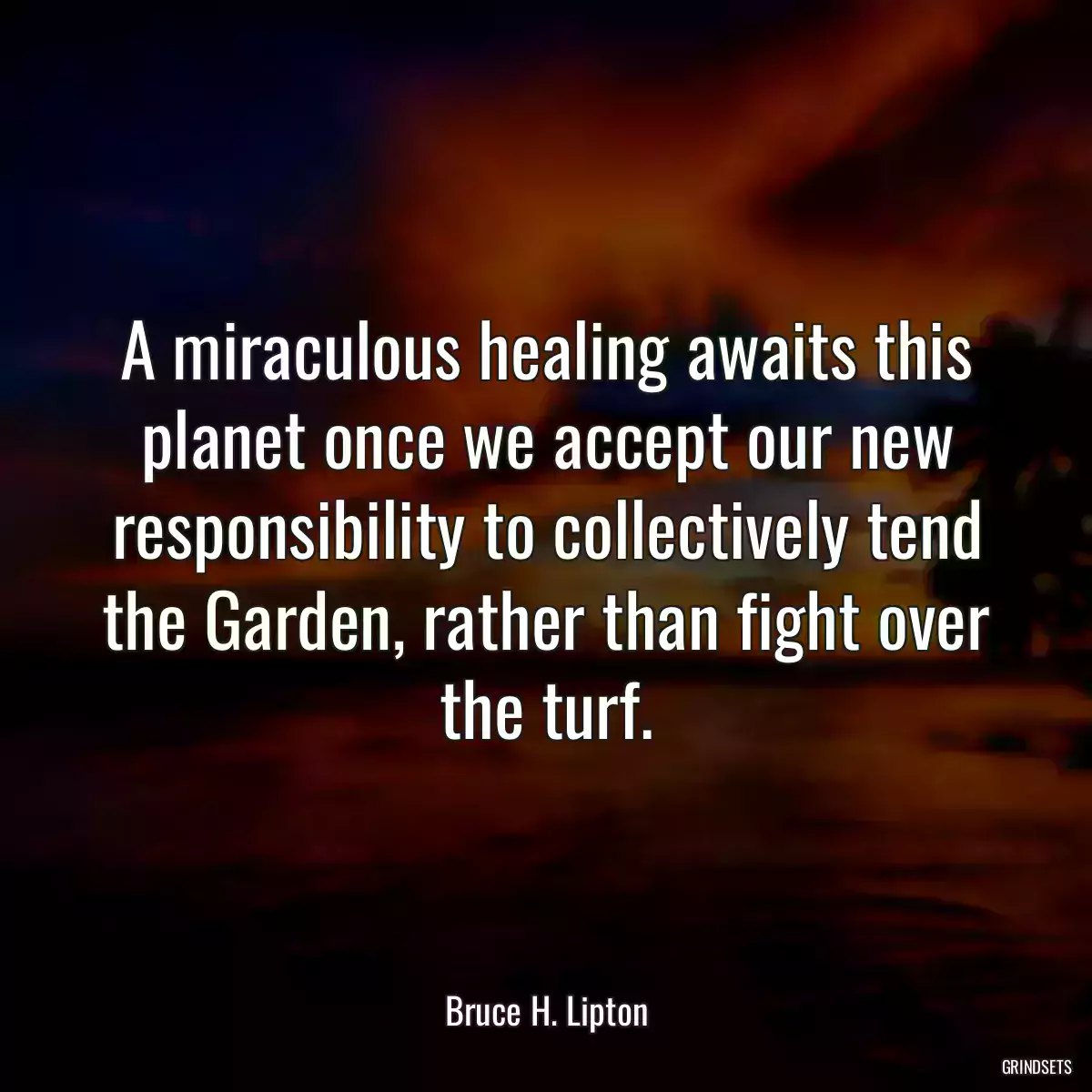 A miraculous healing awaits this planet once we accept our new responsibility to collectively tend the Garden, rather than fight over the turf.