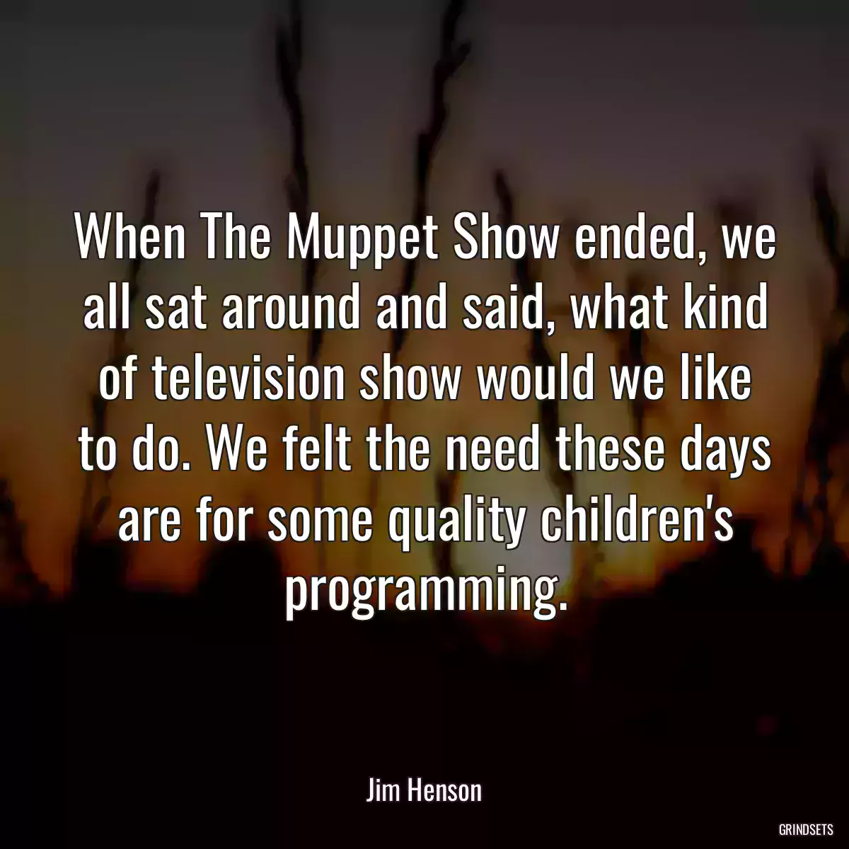 When The Muppet Show ended, we all sat around and said, what kind of television show would we like to do. We felt the need these days are for some quality children\'s programming.