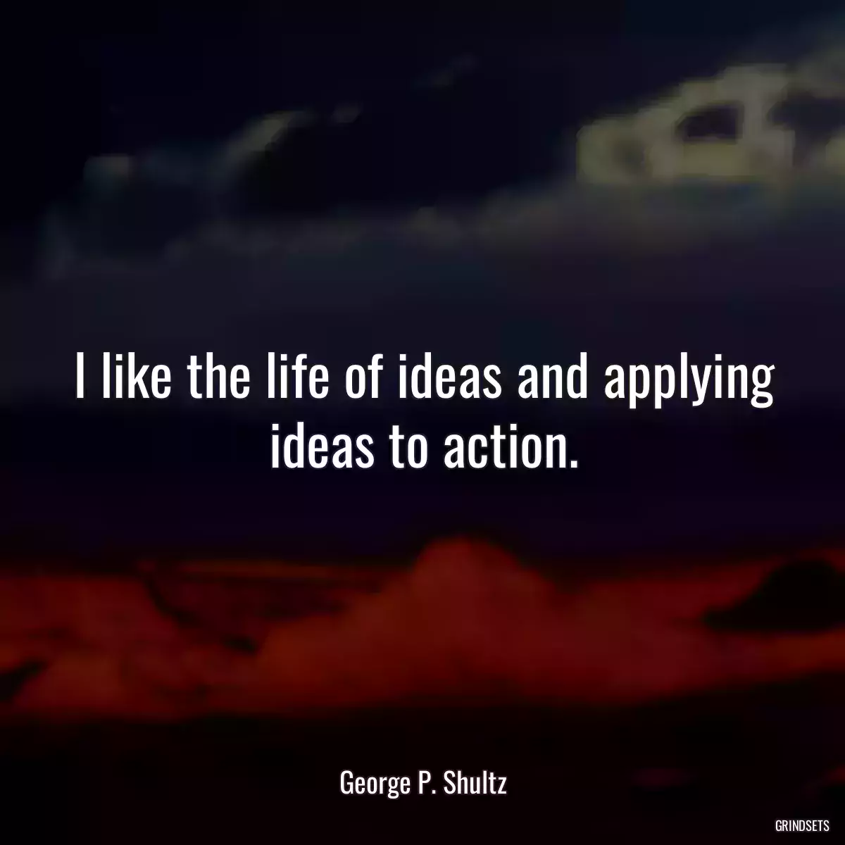 I like the life of ideas and applying ideas to action.