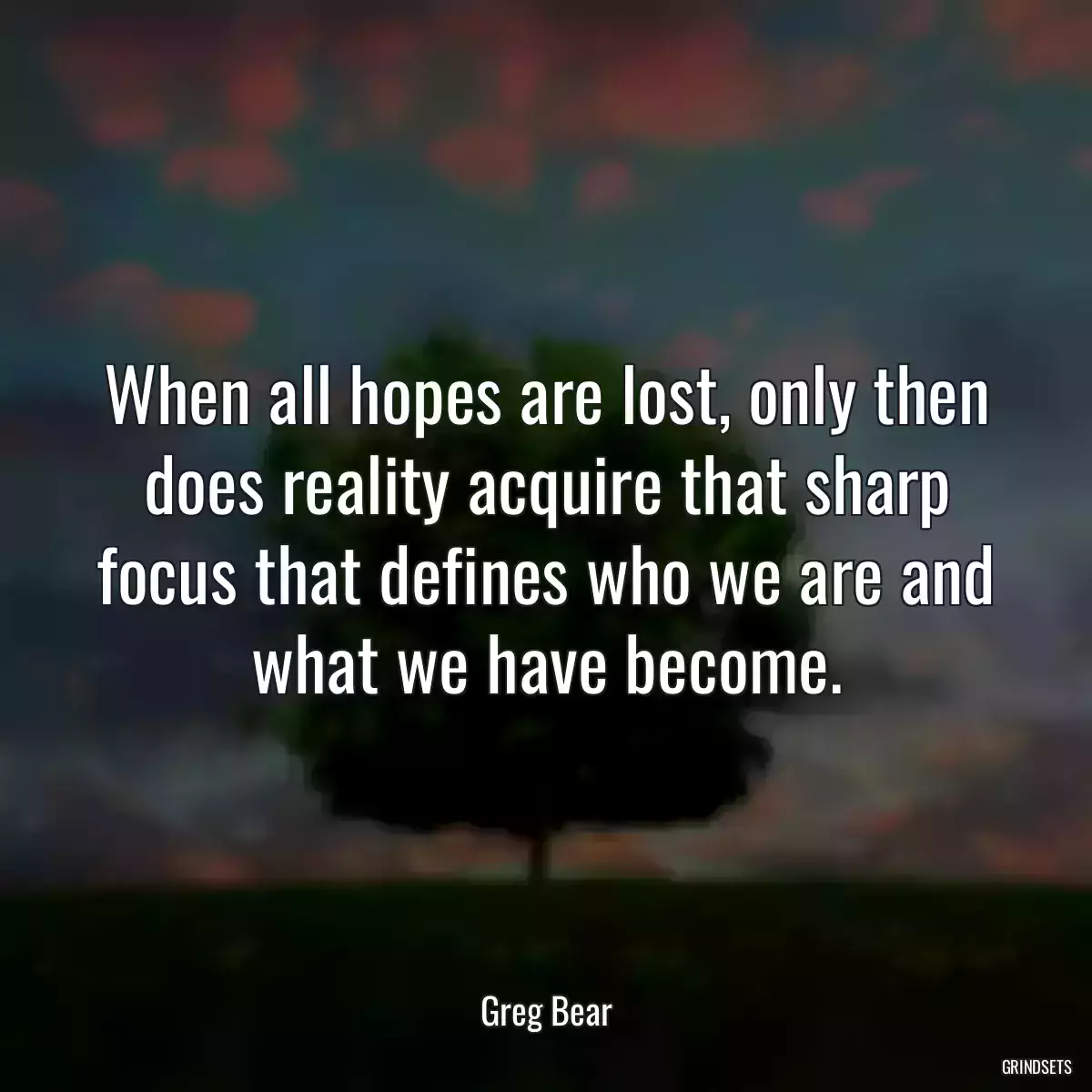 When all hopes are lost, only then does reality acquire that sharp focus that defines who we are and what we have become.