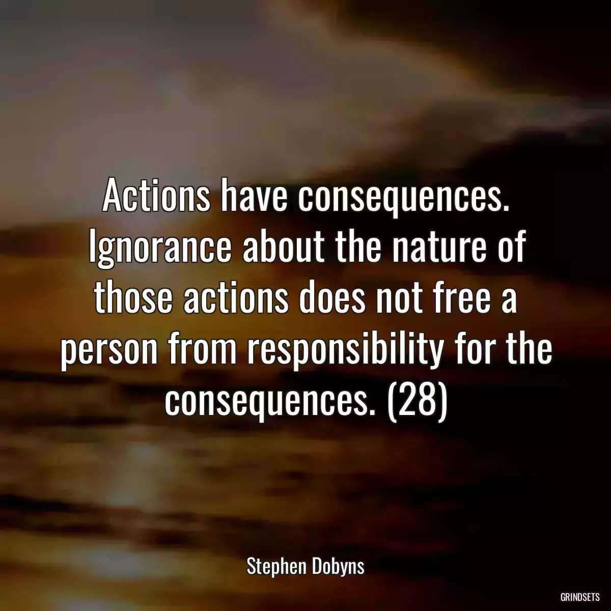 Actions have consequences. Ignorance about the nature of those actions does not free a person from responsibility for the consequences. (28)