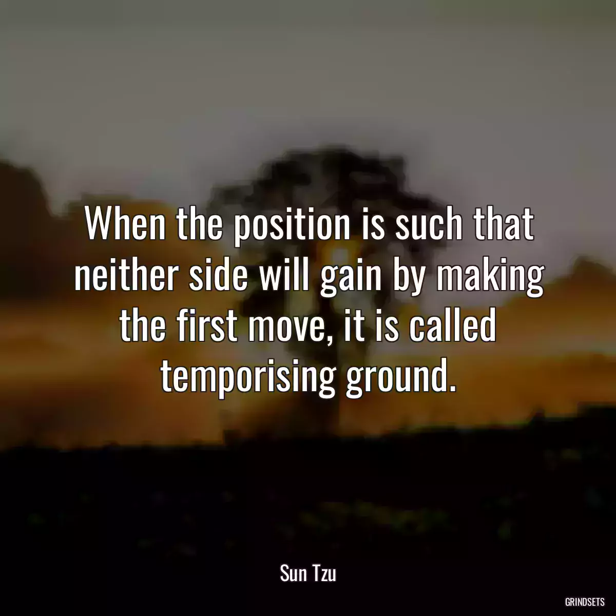 When the position is such that neither side will gain by making the first move, it is called temporising ground.