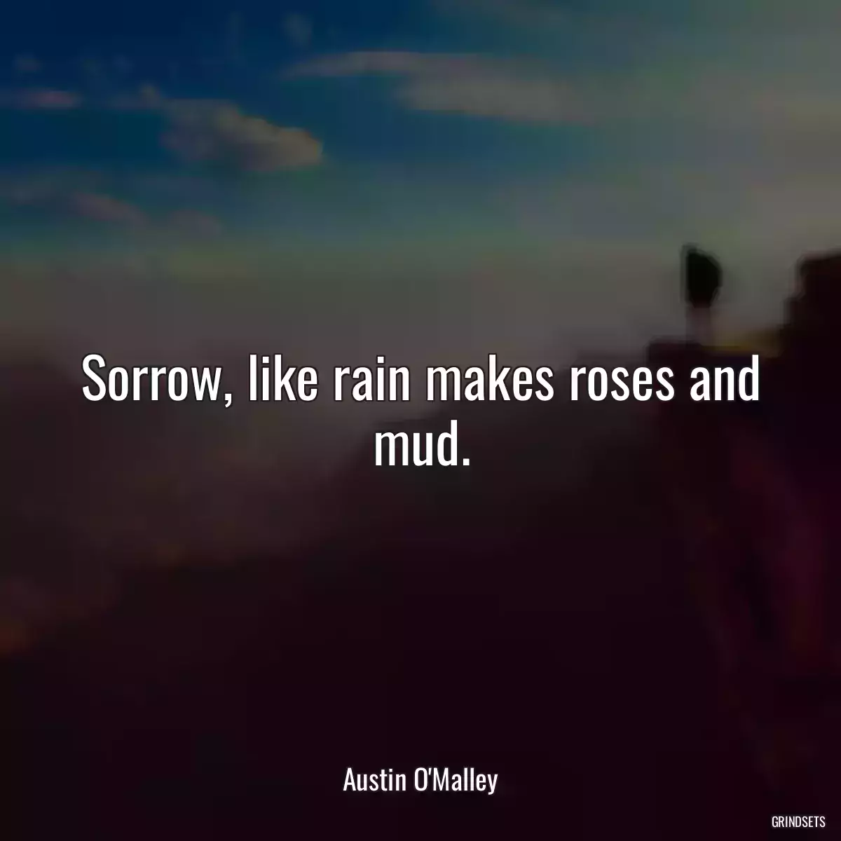 Sorrow, like rain makes roses and mud.