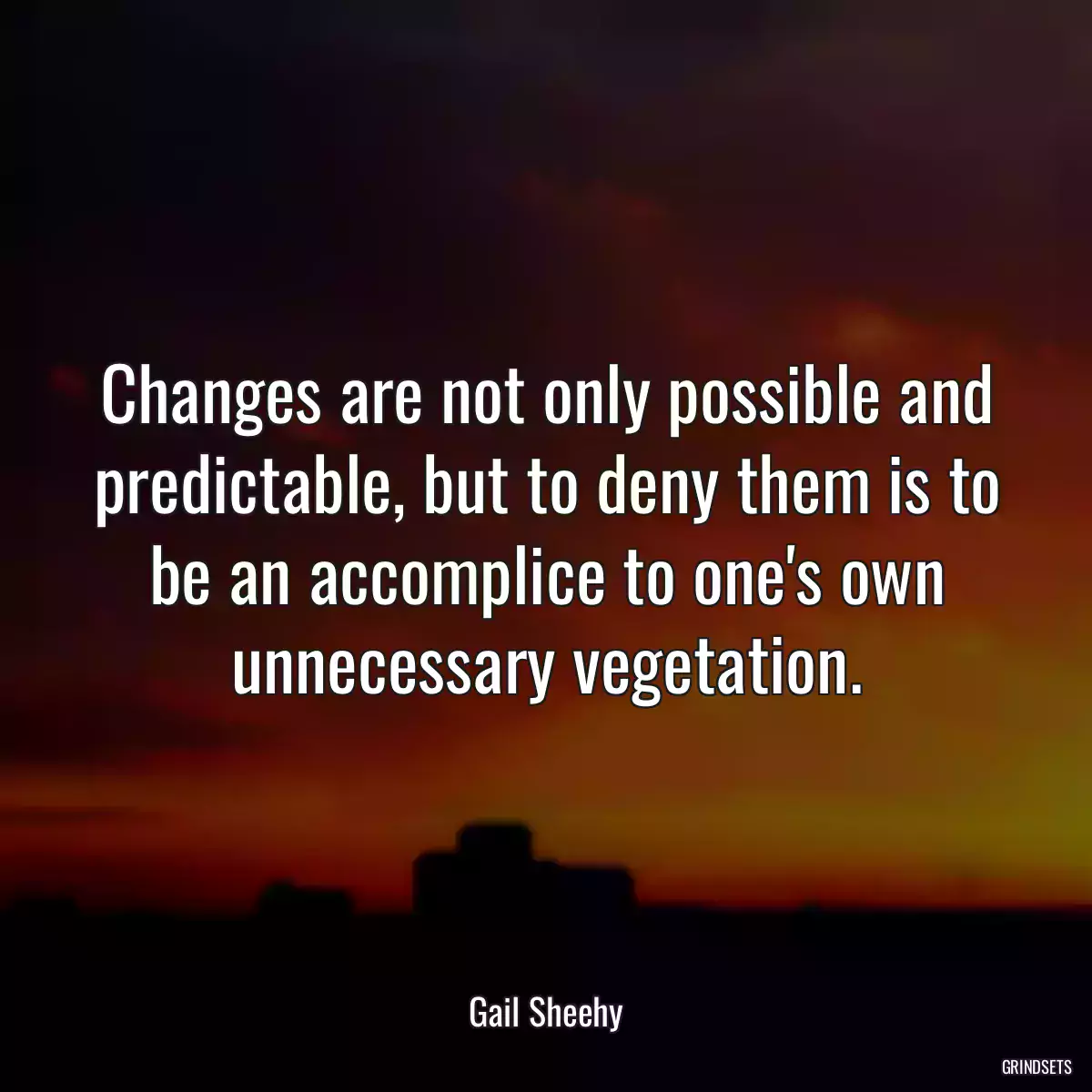 Changes are not only possible and predictable, but to deny them is to be an accomplice to one\'s own unnecessary vegetation.