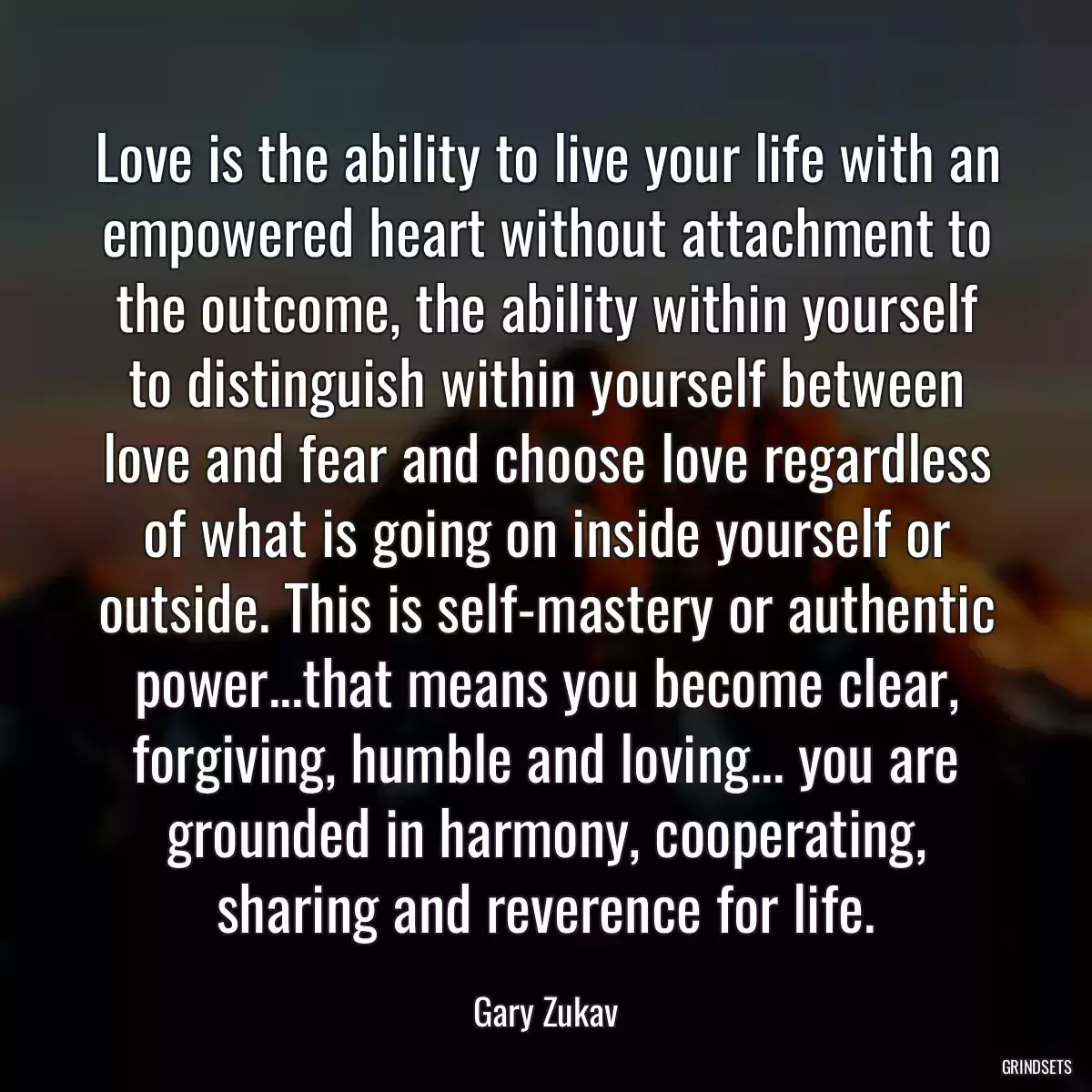 Love is the ability to live your life with an empowered heart without attachment to the outcome, the ability within yourself to distinguish within yourself between love and fear and choose love regardless of what is going on inside yourself or outside. This is self-mastery or authentic power...that means you become clear, forgiving, humble and loving... you are grounded in harmony, cooperating, sharing and reverence for life.