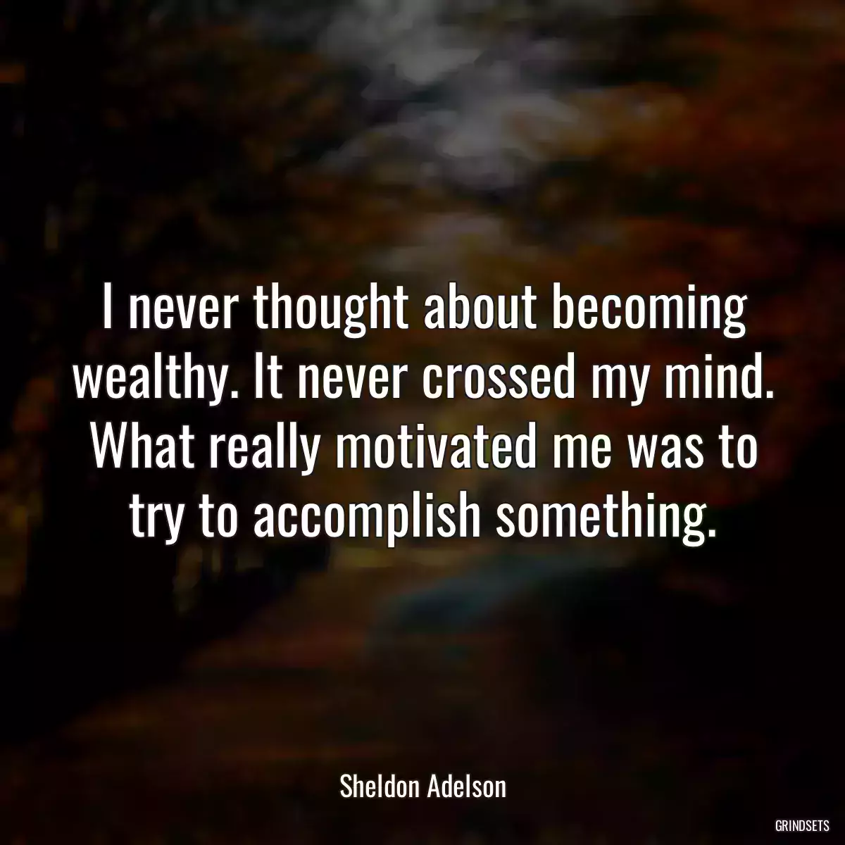 I never thought about becoming wealthy. It never crossed my mind. What really motivated me was to try to accomplish something.