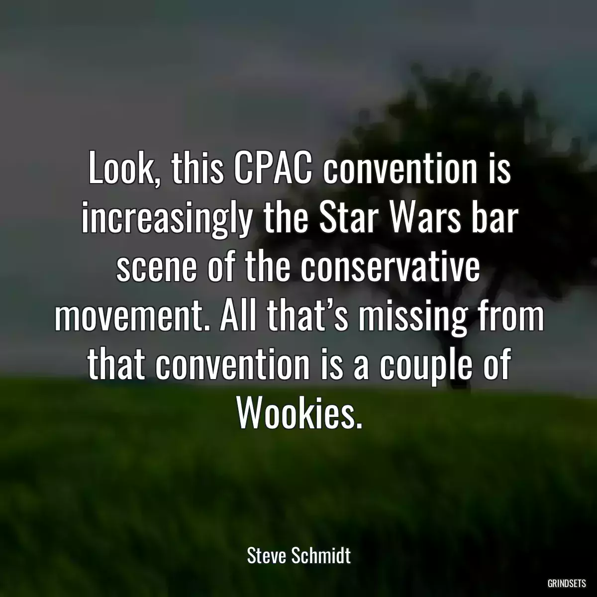 Look, this CPAC convention is increasingly the Star Wars bar scene of the conservative movement. All that’s missing from that convention is a couple of Wookies.