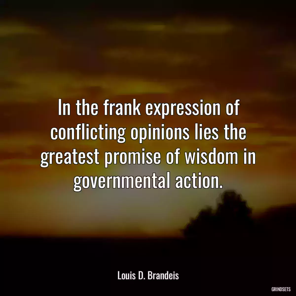 In the frank expression of conflicting opinions lies the greatest promise of wisdom in governmental action.