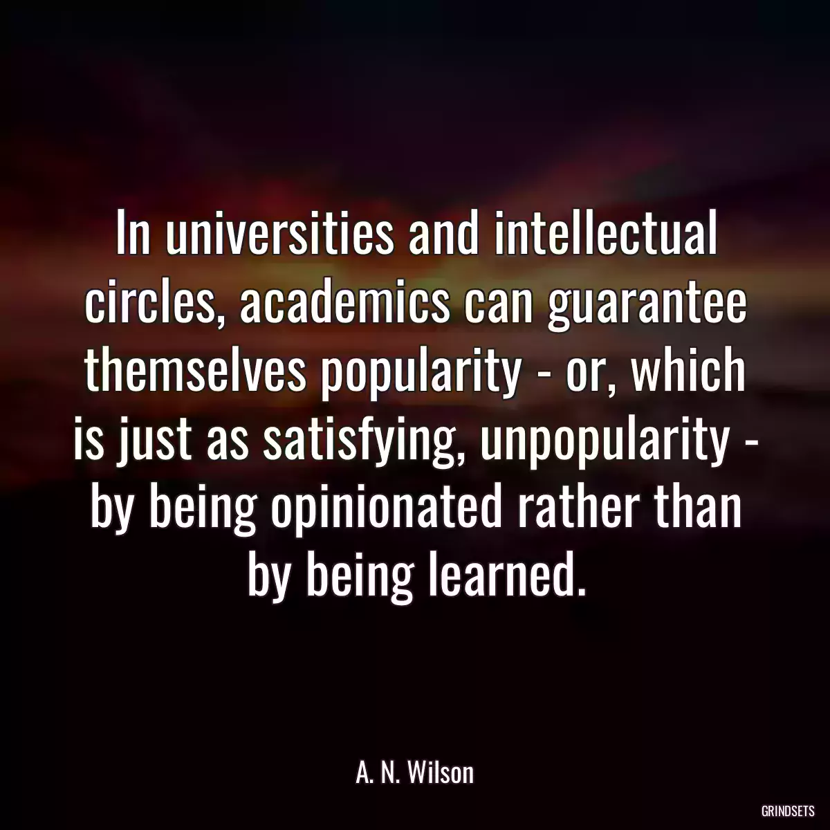 In universities and intellectual circles, academics can guarantee themselves popularity - or, which is just as satisfying, unpopularity - by being opinionated rather than by being learned.