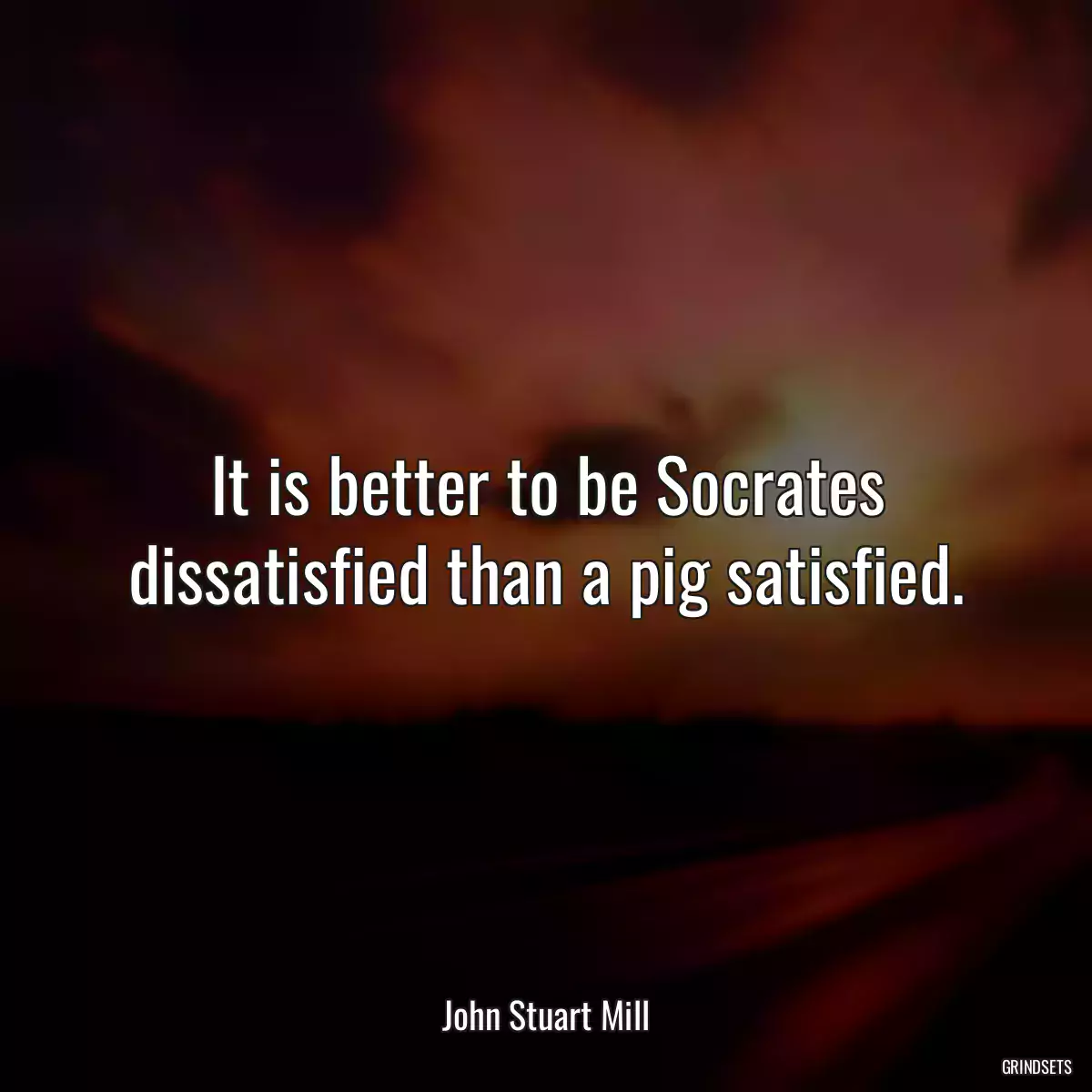 It is better to be Socrates dissatisfied than a pig satisfied.