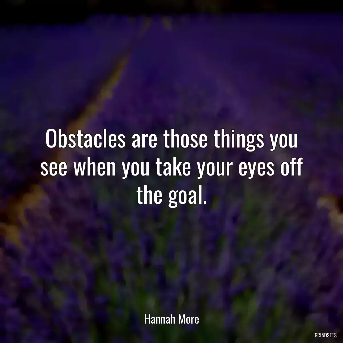 Obstacles are those things you see when you take your eyes off the goal.