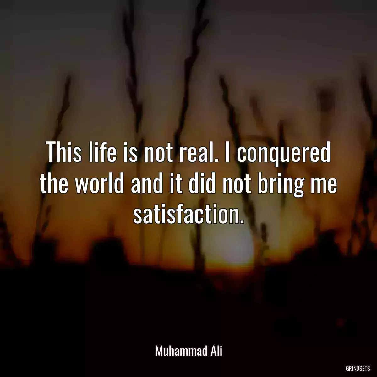 This life is not real. I conquered the world and it did not bring me satisfaction.