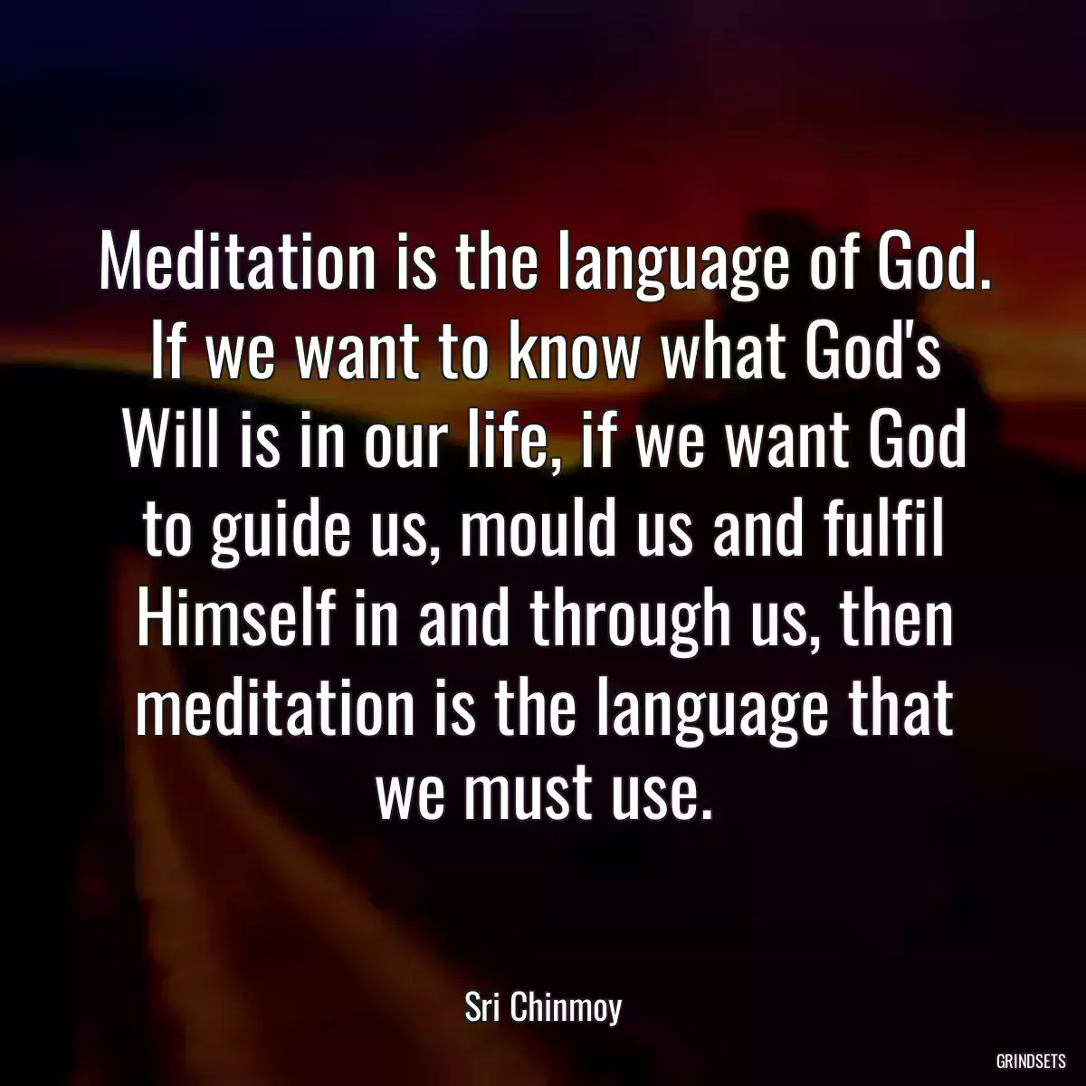 Meditation is the language of God. If we want to know what God\'s Will is in our life, if we want God to guide us, mould us and fulfil Himself in and through us, then meditation is the language that we must use.