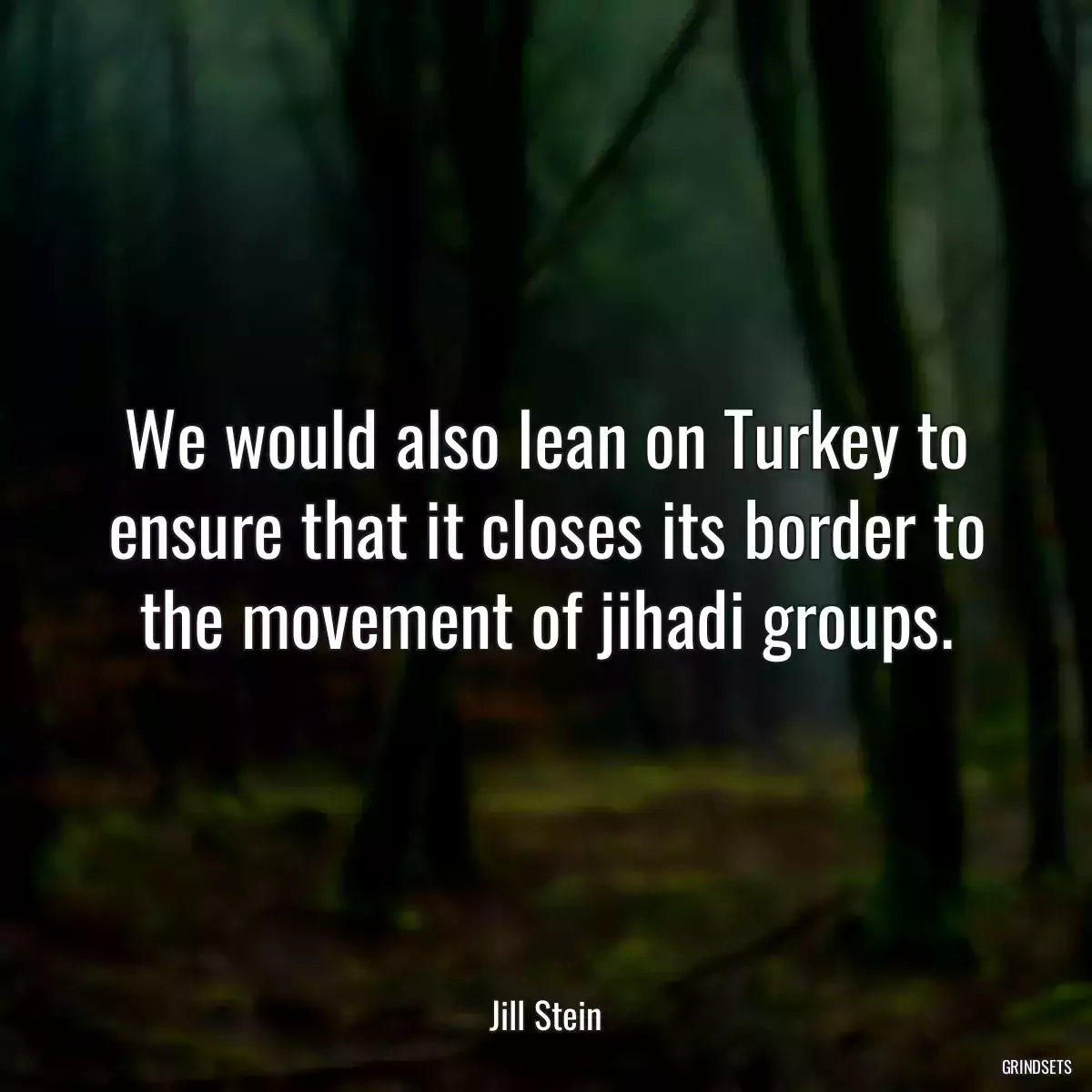 We would also lean on Turkey to ensure that it closes its border to the movement of jihadi groups.