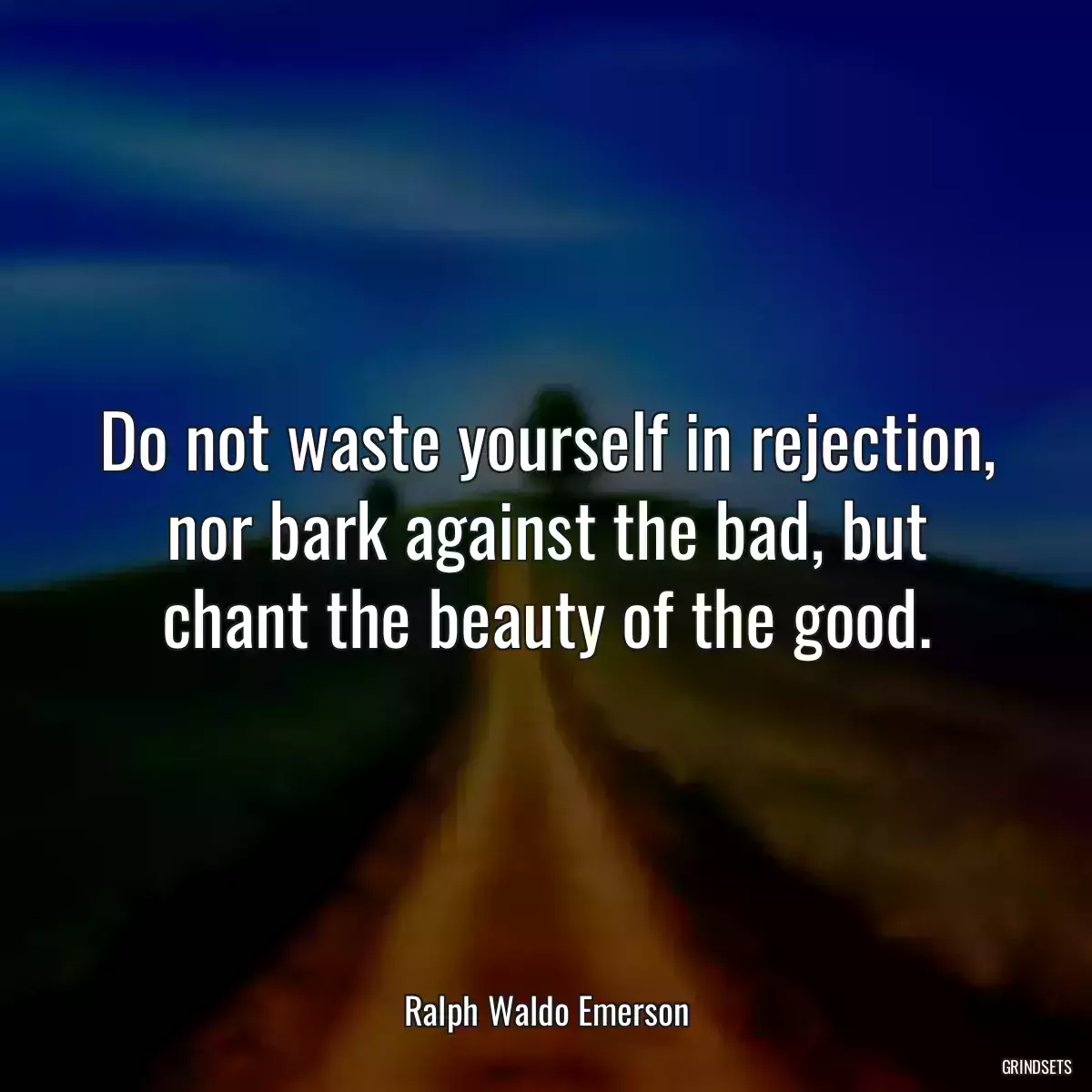 Do not waste yourself in rejection, nor bark against the bad, but chant the beauty of the good.