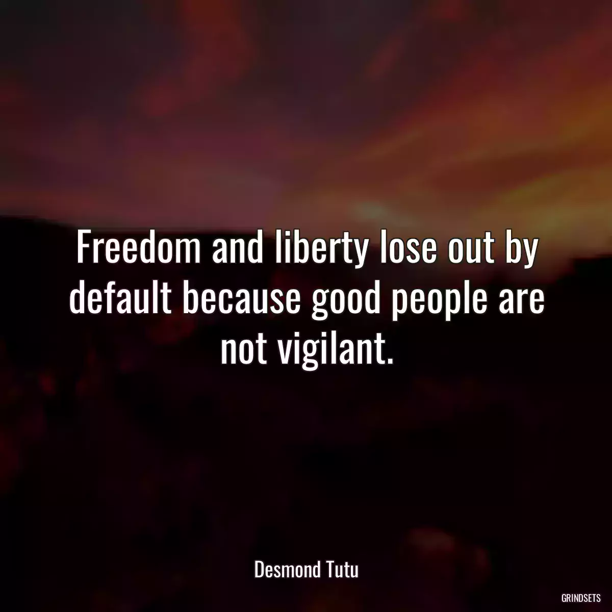 Freedom and liberty lose out by default because good people are not vigilant.