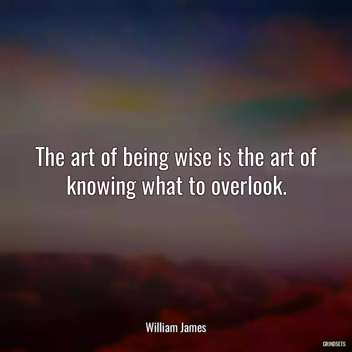 The art of being wise is the art of knowing what to overlook.