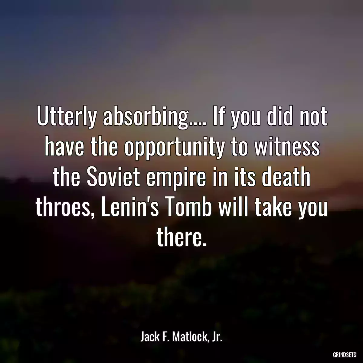 Utterly absorbing.... If you did not have the opportunity to witness the Soviet empire in its death throes, Lenin\'s Tomb will take you there.