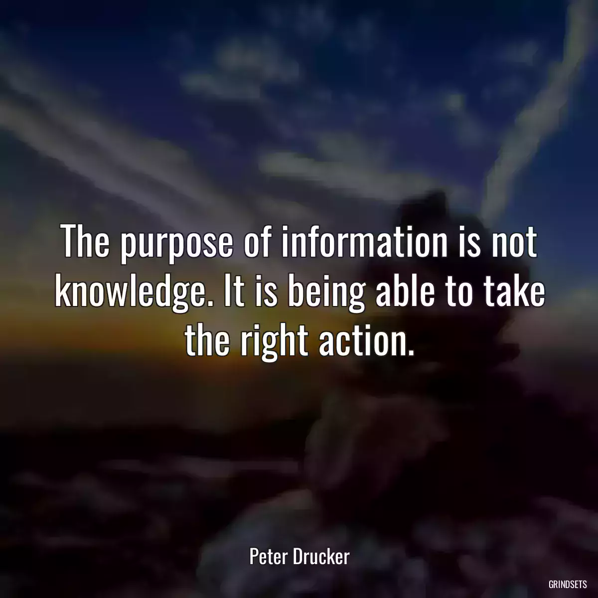 The purpose of information is not knowledge. It is being able to take the right action.