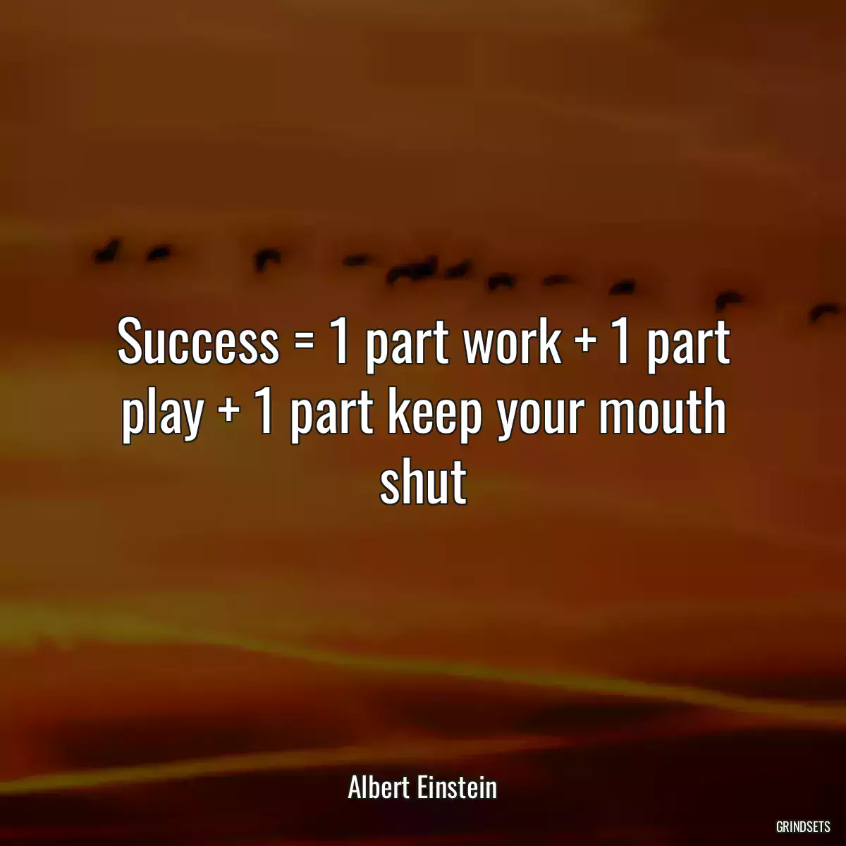 Success = 1 part work + 1 part play + 1 part keep your mouth shut