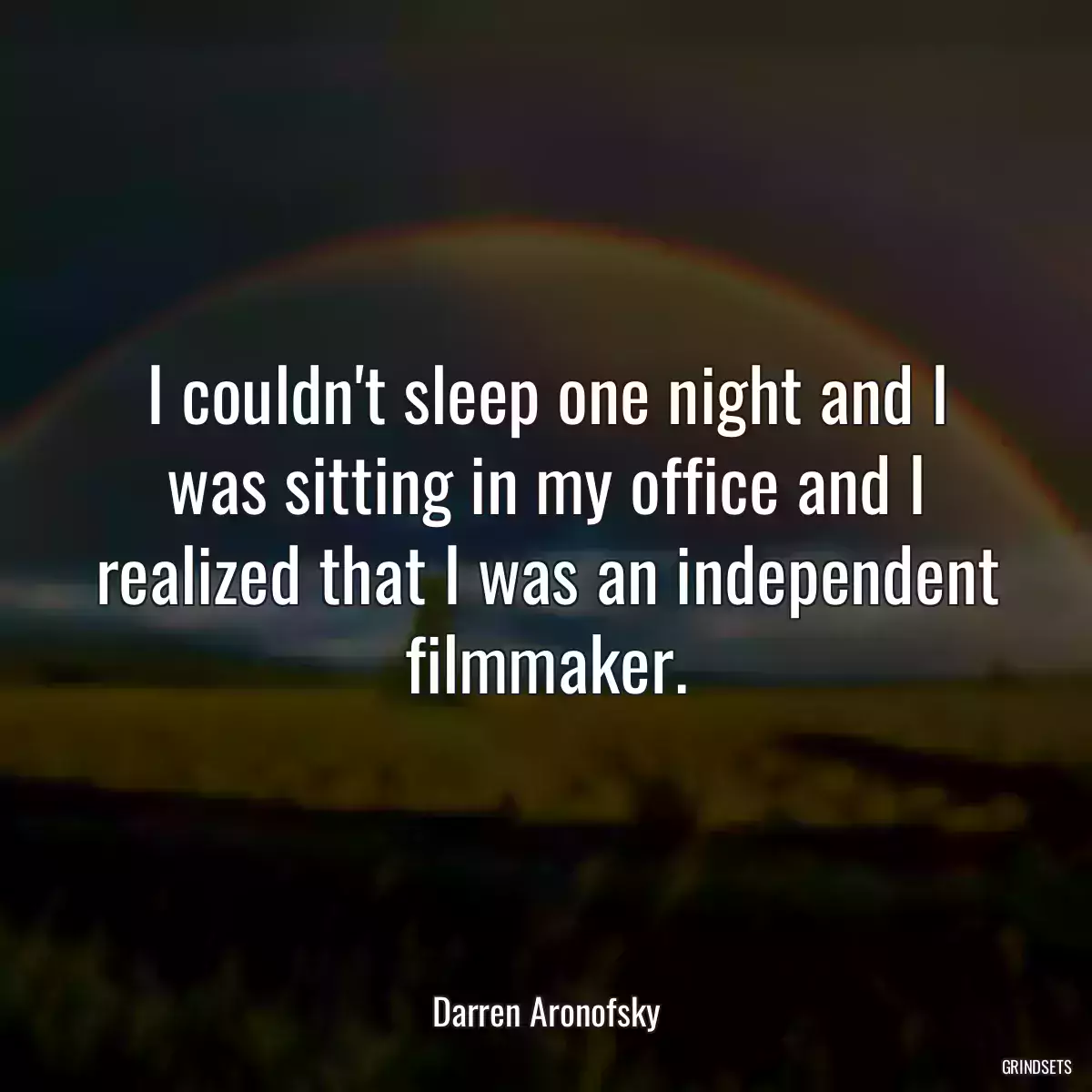 I couldn\'t sleep one night and I was sitting in my office and I realized that I was an independent filmmaker.