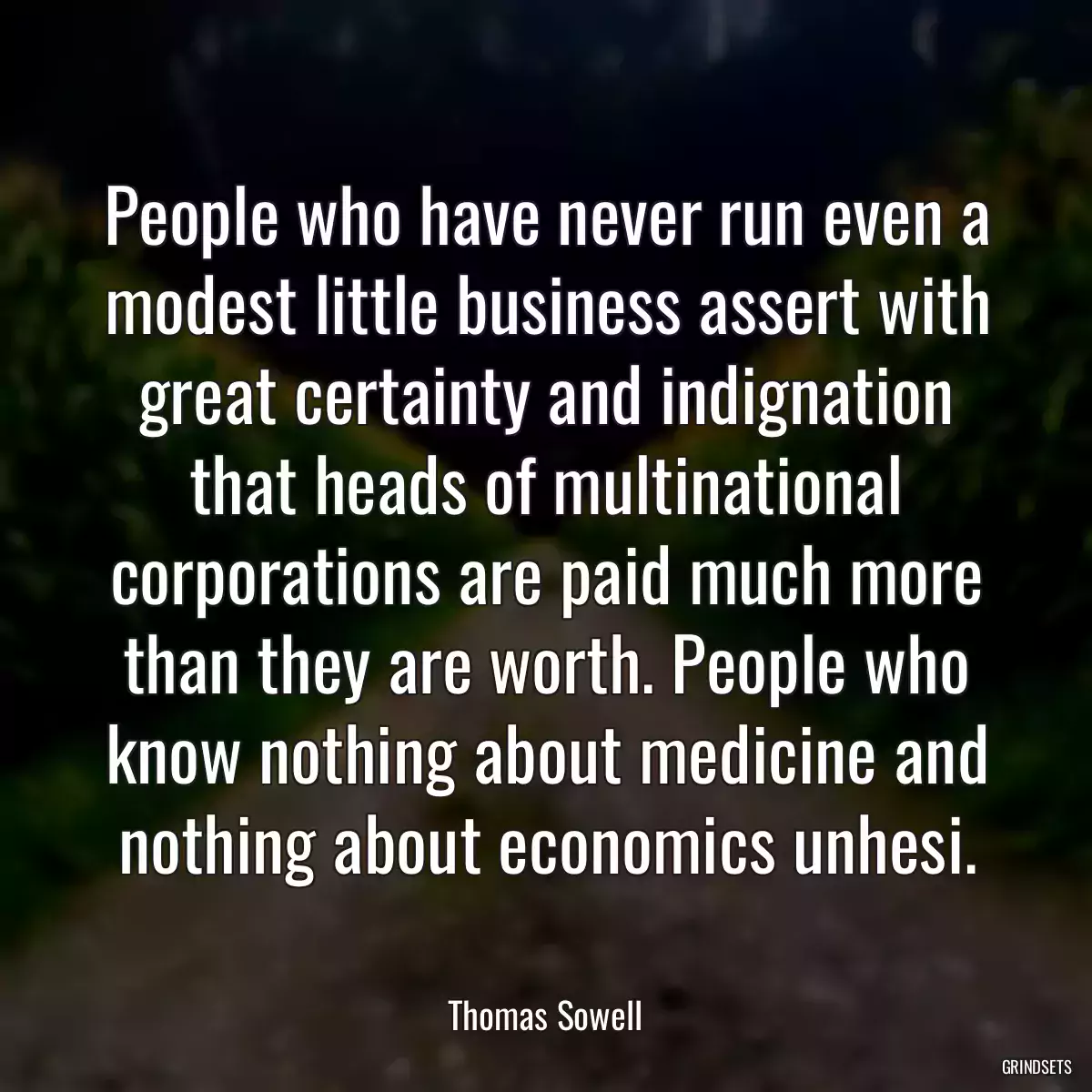 People who have never run even a modest little business assert with great certainty and indignation that heads of multinational corporations are paid much more than they are worth. People who know nothing about medicine and nothing about economics unhesi.