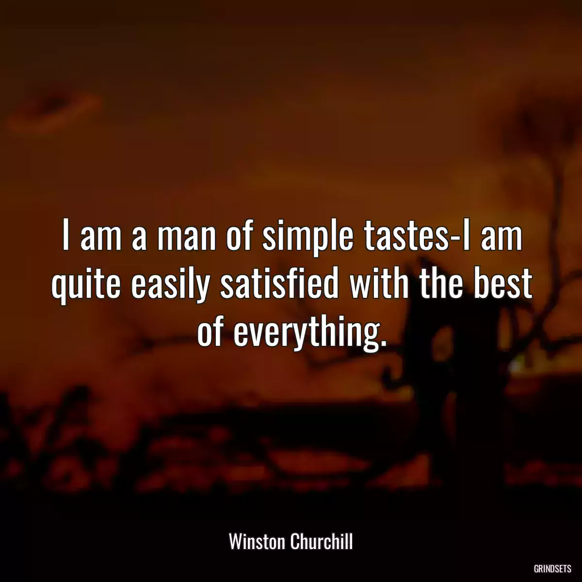 I am a man of simple tastes-I am quite easily satisfied with the best of everything.