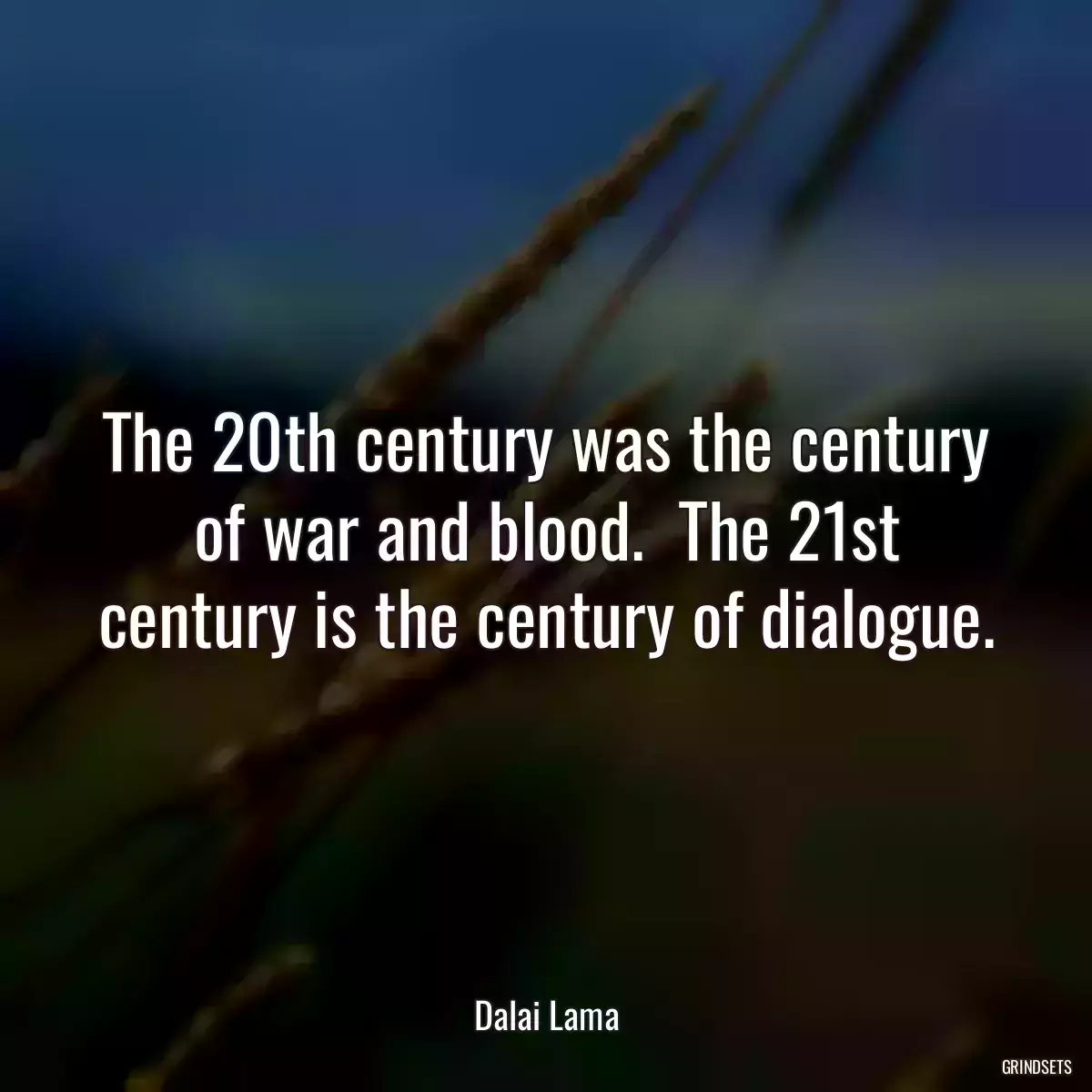 The 20th century was the century of war and blood.  The 21st century is the century of dialogue.