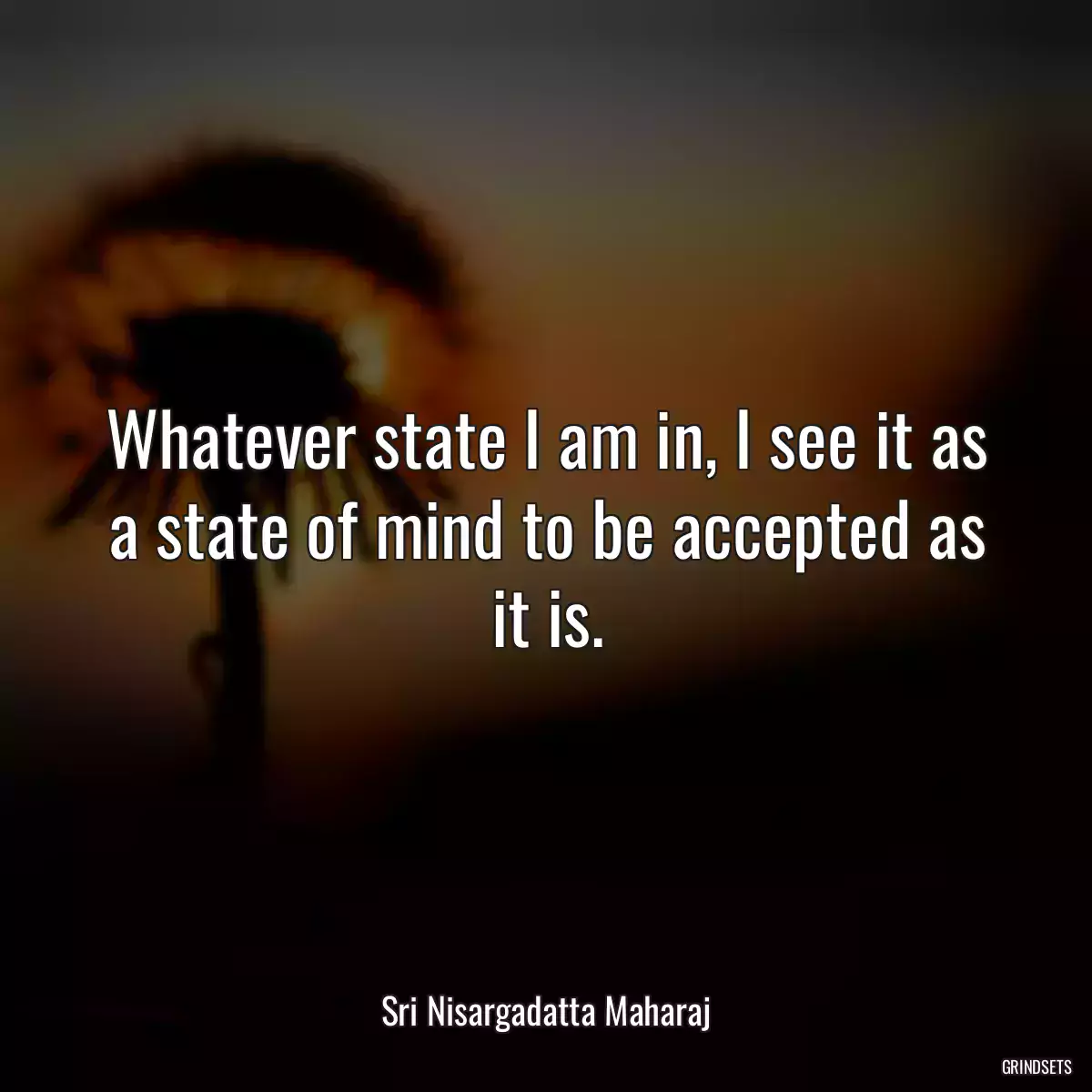 Whatever state I am in, I see it as a state of mind to be accepted as it is.