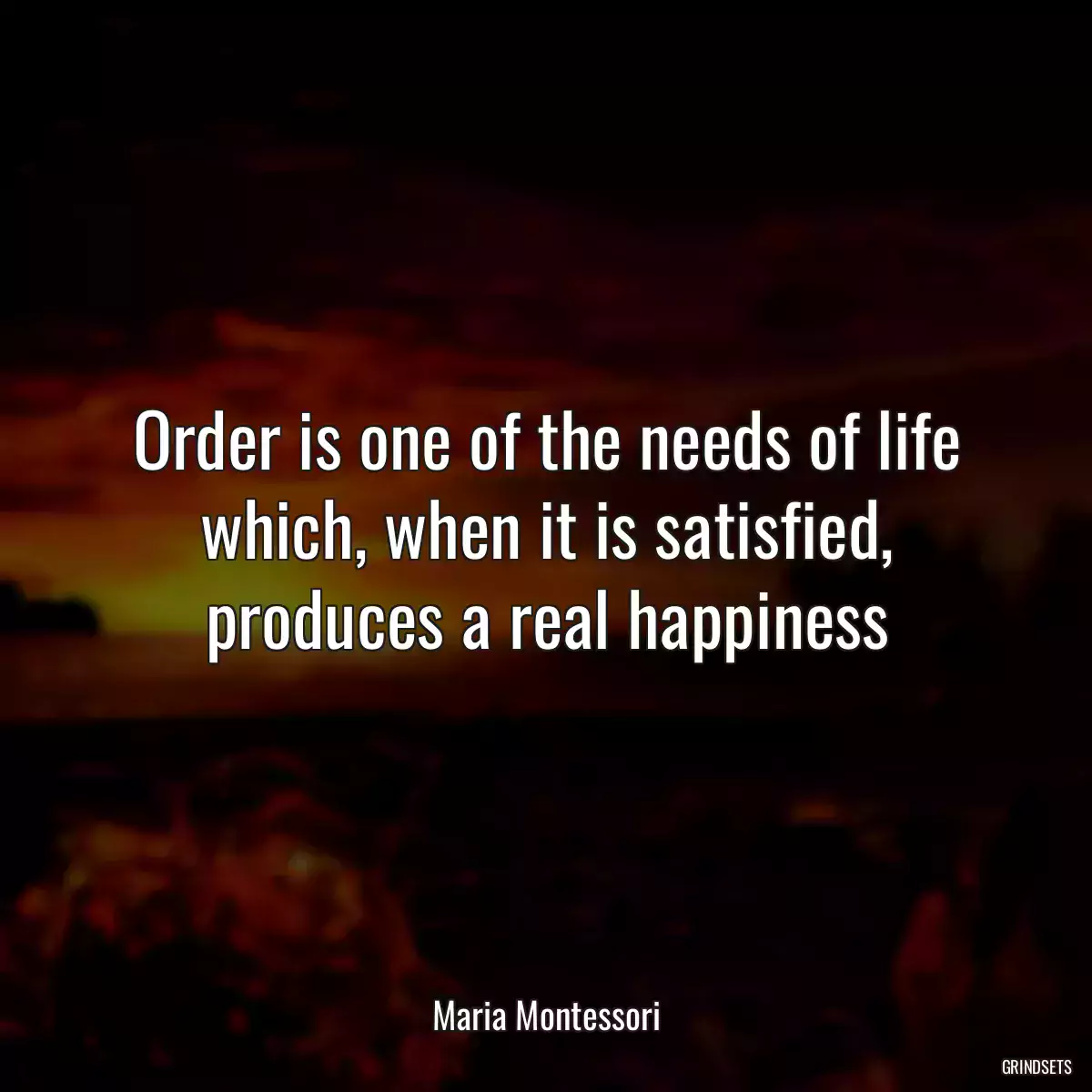 Order is one of the needs of life which, when it is satisfied, produces a real happiness