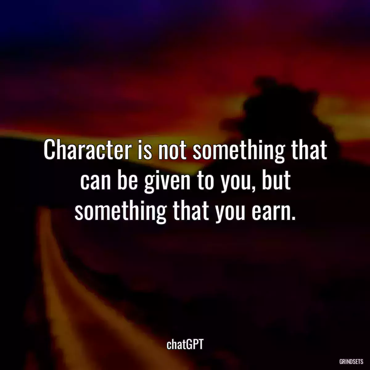 Character is not something that can be given to you, but something that you earn.