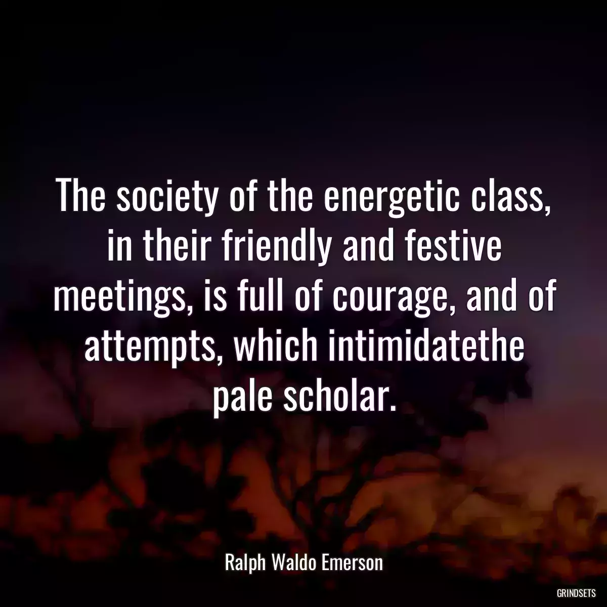 The society of the energetic class, in their friendly and festive meetings, is full of courage, and of attempts, which intimidatethe pale scholar.