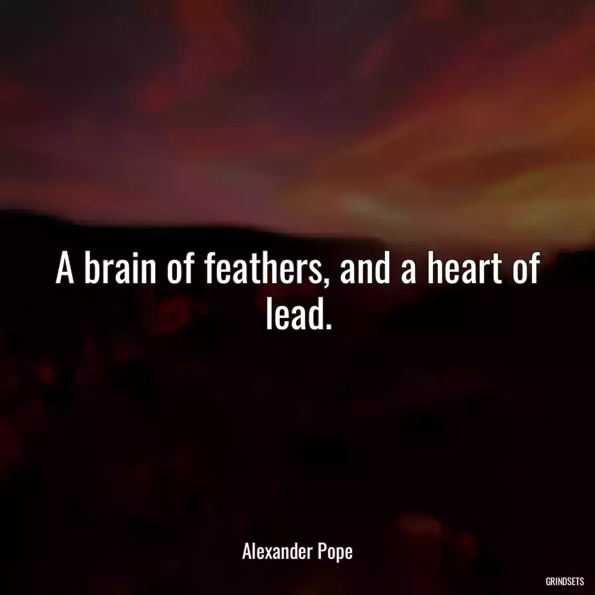 A brain of feathers, and a heart of lead.