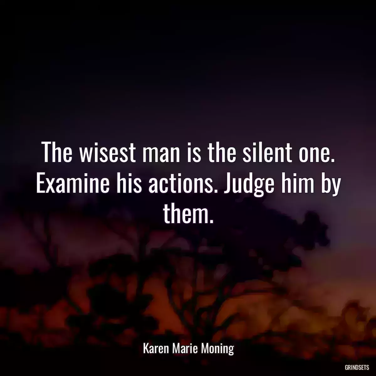 The wisest man is the silent one. Examine his actions. Judge him by them.