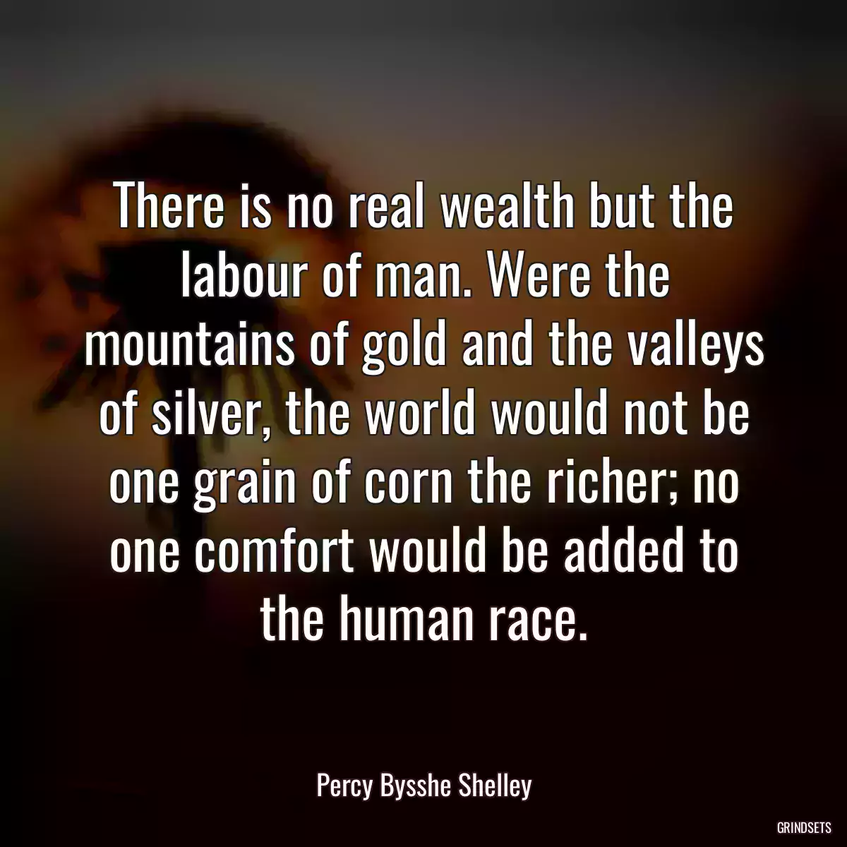 There is no real wealth but the labour of man. Were the mountains of gold and the valleys of silver, the world would not be one grain of corn the richer; no one comfort would be added to the human race.